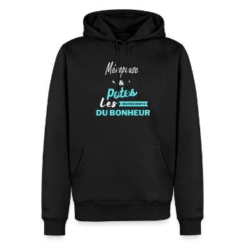 potes les ingrédients du bonheur Ménopause - Sweat à capuche Premium bio Homme - noir - Devant - Nico (187cm)