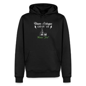 Rhum-Atologue - Sweat à capuche Premium bio Homme - noir - Devant - Nico (187cm)