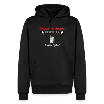 Rhum-Atologue - Sweat à capuche Premium bio Homme - noir - Devant - Nico (187cm)
