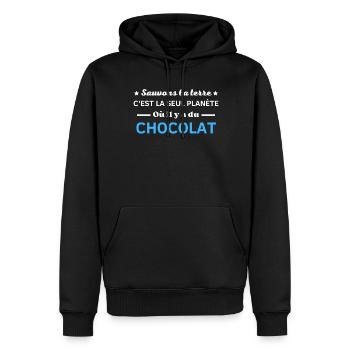 sauvons la terre c'est la seul planète - Sweat à capuche Premium bio Homme - noir - Devant - Nico (187cm)