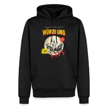 Würzburg Allemagne Ville Skyline Vintage Rétro - Sweat à capuche Premium bio Homme - noir - Devant - Nico (187cm)