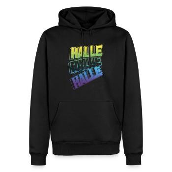 Halle Deutschland Stadt Schrift Skyline Heimat - Männer Premium Bio Hoodie - Schwarz - Vorne - Nico (187cm)