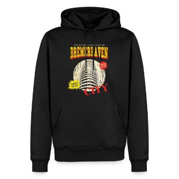 Bremerhaven Allemagne City Skyline Vintage - Sweat à capuche Premium bio Homme - noir - Devant - Nico (187cm)
