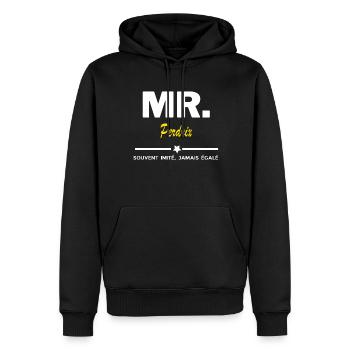 MR. souvent imité, jamais égalé Perdrix - Sweat à capuche Premium bio Homme - noir - Devant - Nico (187cm)