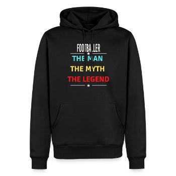 Der Mann Der Mythos Die Legende FUSSBALLER - Männer Premium Bio Hoodie - Schwarz - Vorne - Nico (187cm)