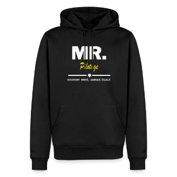 MR. souvent imité, jamais égalé Pilotage - Sweat à capuche Premium bio Homme - noir - Devant - Nico (187cm)