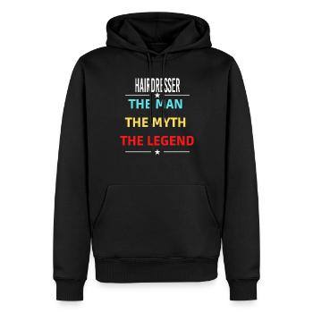 Der Mann Der Mythos Die Legende FRISEUR - Männer Premium Bio Hoodie - Schwarz - Vorne - Nico (187cm)