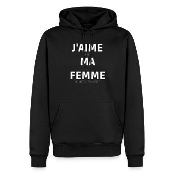 J'AIME MA FEMME pêche - Sweat à capuche Premium bio Homme - noir - Devant - Nico (187cm)