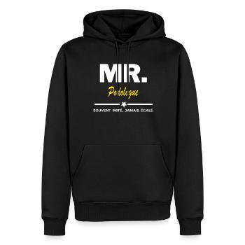 MR. souvent imité, jamais égalé Podologue - Sweat à capuche Premium bio Homme - noir - Devant - Nico (187cm)
