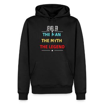 L’homme Le mythe La légende BIJOUTIER - Sweat à capuche Premium bio Homme - noir - Devant - Nico (187cm)