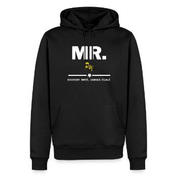 MR. souvent imité, jamais égalé Psy - Sweat à capuche Premium bio Homme - noir - Devant - Nico (187cm)