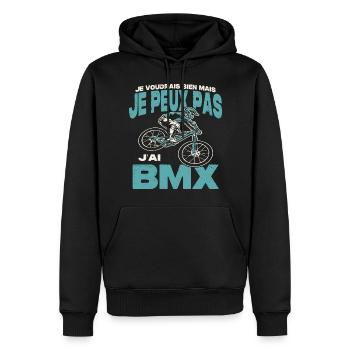 Je peux pas j'ai BMX. - Sweat à capuche Premium bio Homme - noir - Devant - Nico (187cm)