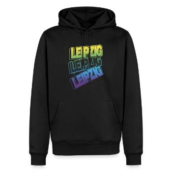Leipzig Deutschland Stadt Schrift Skyline Heimat - Männer Premium Bio Hoodie - Schwarz - Vorne - Nico (187cm)