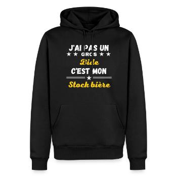 J'ai pas un Gros Bide c'est mon stock bière - Sweat à capuche Premium bio Homme - noir - Devant - Nico (187cm)