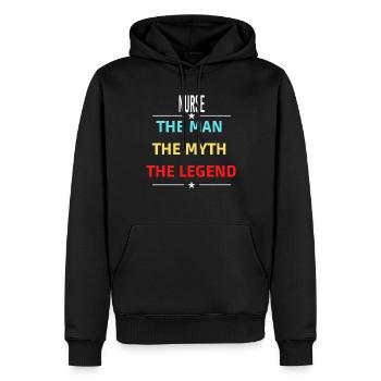 L’homme Le mythe La légende INFIRMIÈRE - Sweat à capuche Premium bio Homme - noir - Devant - Nico (187cm)