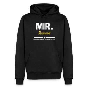 MR. souvent imité, jamais égalé Restaurant - Sweat à capuche Premium bio Homme - noir - Devant - Nico (187cm)