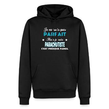 je ne suis pas parfait humour PARACHUTISTE - Sweat à capuche Premium bio Homme - noir - Devant - Nico (187cm)