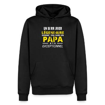 SERRURIER légendaire drôle papa exceptionnel - Sweat à capuche Premium bio Homme - noir - Devant - Nico (187cm)