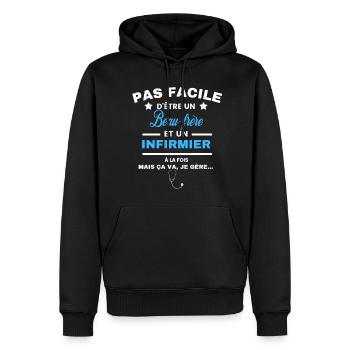 pas facile d'être INFIRMIER et Beau-frère - Sweat à capuche Premium bio Homme - noir - Devant - Nico (187cm)