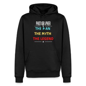 L’homme Le mythe La légende PHOTOGRAPHE - Sweat à capuche Premium bio Homme - noir - Devant - Nico (187cm)