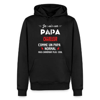 Je suis un PAPA CARRELEUR - Sweat à capuche Premium bio Homme - noir - Devant - Nico (187cm)