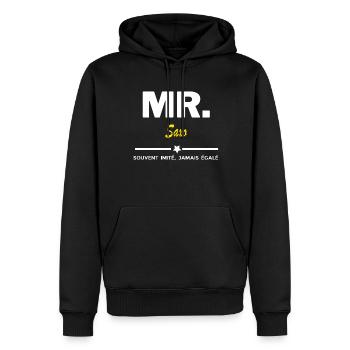 MR. souvent imité, jamais égalé Saxo - Sweat à capuche Premium bio Homme - noir - Devant - Nico (187cm)