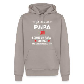 Je suis un PAPA CHTI - Sweat à capuche Premium bio Homme - taupe - Devant - Nico (187cm)