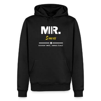 MR. souvent imité, jamais égalé Semence - Sweat à capuche Premium bio Homme - noir - Devant - Nico (187cm)