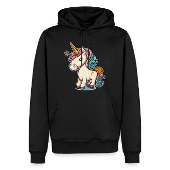 Einhorn Bunt Farben Süß Niedlich Cartoon Comic - Männer Premium Bio Hoodie - Schwarz - Vorne - Nico (187cm)