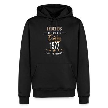 Legenden werden im Oktober 1977 geboren - Männer Premium Bio Hoodie - Schwarz - Vorne - Nico (187cm)