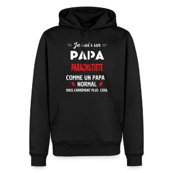 Je suis un PAPA PARACHUTISTE - Sweat à capuche Premium bio Homme - noir - Devant - Nico (187cm)
