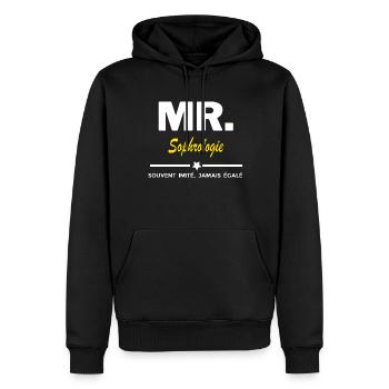 MR. souvent imité, jamais égalé Sophrologie - Sweat à capuche Premium bio Homme - noir - Devant - Nico (187cm)