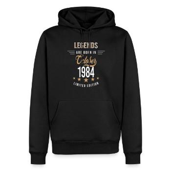 Legenden werden im Oktober 1984 geboren - Männer Premium Bio Hoodie - Schwarz - Vorne - Nico (187cm)