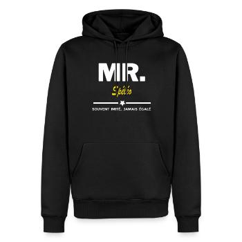 MR. souvent imité, jamais égalé Spéléo - Sweat à capuche Premium bio Homme - noir - Devant - Nico (187cm)
