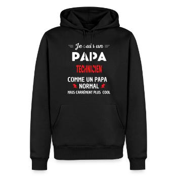 Je suis un PAPA TECHNICIEN - Sweat à capuche Premium bio Homme - noir - Devant - Nico (187cm)