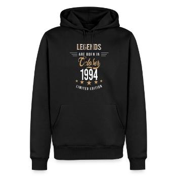 Les légendes sont nées en octobre 1994 - Sweat à capuche Premium bio Homme - noir - Devant - Nico (187cm)