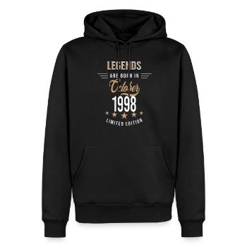 Les légendes sont nées en octobre 1998 - Sweat à capuche Premium bio Homme - noir - Devant - Nico (187cm)