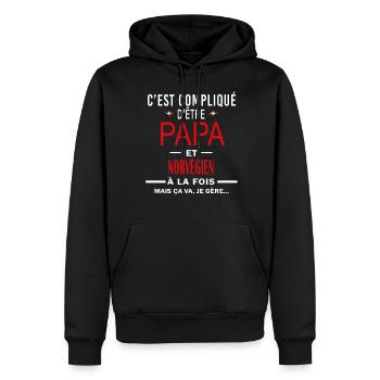 papa Et NORVÈGIEN cadeau citation - Sweat à capuche Premium bio Homme - noir - Devant - Nico (187cm)