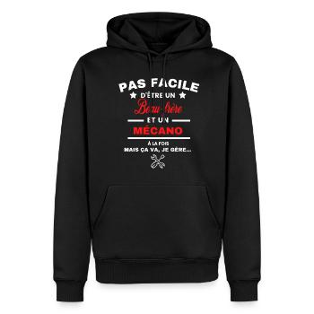 pas facile d'être Mécano et Beau-frère - Sweat à capuche Premium bio Homme - noir - Devant - Nico (187cm)
