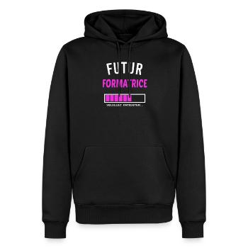 futur formatrice - Sweat à capuche Premium bio Homme - noir - Devant - Nico (187cm)