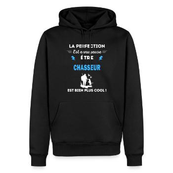 La perfection est ennuyeuse cool chasseur - Sweat à capuche Premium bio Homme - noir - Devant - Nico (187cm)