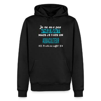 Je ne suis pas parfait AQUACULTEUR - Sweat à capuche Premium bio Homme - noir - Devant - Nico (187cm)