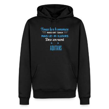 tous les hommes naissent égaux Aquitains - Sweat à capuche Premium bio Homme - noir - Devant - Nico (187cm)