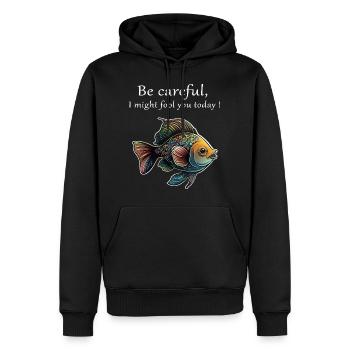 "I might fool you" colorful fish of the first of April - Men’s Premium Organic Hoodie - black - Front - Nico (187cm)