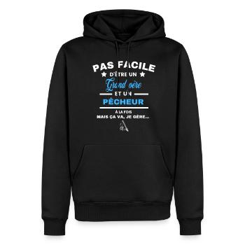 pas facile d'être pêcheur et Grand-père - Sweat à capuche Premium bio Homme - noir - Devant - Nico (187cm)