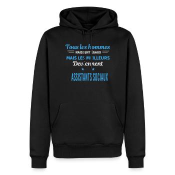tous les hommes naissent égaux Assistants sociaux - Sweat à capuche Premium bio Homme - noir - Devant - Nico (187cm)