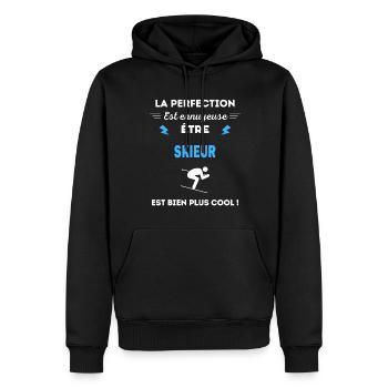 La perfection est ennuyeuse cool skieur - Sweat à capuche Premium bio Homme - noir - Devant - Nico (187cm)
