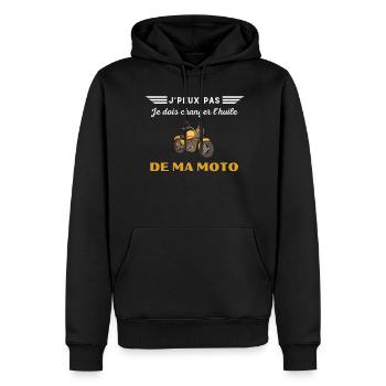 J'peux pas, je dois changer l'huile de ma moto - Sweat à capuche Premium bio Homme - noir - Devant - Nico (187cm)