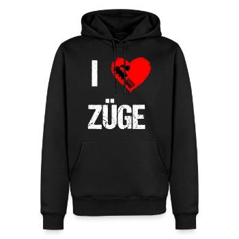Ich liebe Züge Eisenbahner lokführer Herz design - Männer Premium Bio Hoodie - Schwarz - Vorne - Nico (187cm)