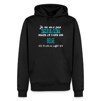 Je ne suis pas parfait BELGE - Sweat à capuche Premium bio Homme - noir - Devant - Nico (187cm)